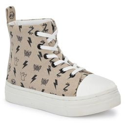 Fresh1947Feet Unisex Thunder Butterfly Printed Ankle Length Shoes - Beige-image-1