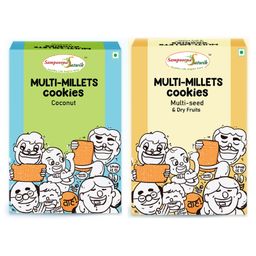 Sampoorna Satwik Combo Pack Multi Millets Cookies Coconut & Multiseed Dryfruits - 250 g Each-image-74