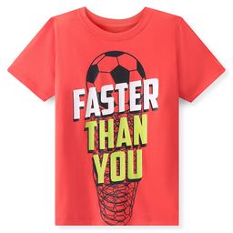 Pine Kids 100% Cotton Knit Half Sleeves T-Shirt Soccer Ball Print - Red Alert-picture-25