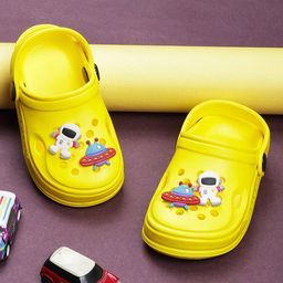 PASSION PETALS Space Theme Applique Detailed Slingback Clogs -  Yellow-image-15