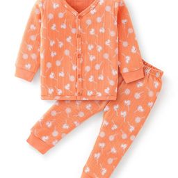 Babyhug Full Sleeves Candy Print Thermal Vest & Pant - Orange-image-16