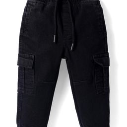 Babyhug Poplin Woven Full Length Solid Trouser With Cargo Pockets - Black-picture-16