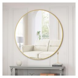 RIZIK STORE Iron Decorative Round Wall Mirror HD Clear Image with Hook for Hanging, Perfect for Bedroom, Home Décor, Vanity, Makeup, Wash Basin (Gold (30 Inch))-15