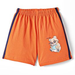 Tango Single Jersey Knit Knee Length Shorts With Teddy Bear Print - Orange-image-11