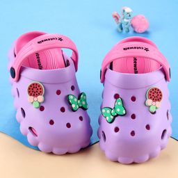 Cute Walk by Babyhug Back Strap Closure Clogs with Bow & Floral Applique - Purple-image-18