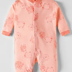 Kidi Wav Full Sleeves Sheeps Printed Sleepsuit - Pink-picture-32