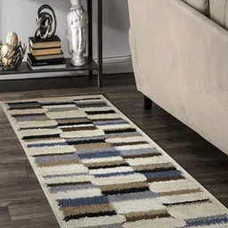 OBSESSIONS Brown & Beige Striped Printed Anti-Static Bedside Runner-41