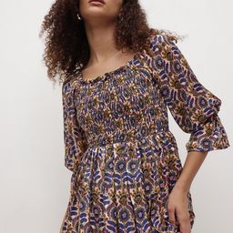 The Roadster Life Co. Floral Print Bell Sleeve Smocked Georgette Fit & Flare Midi Dress-picture-47