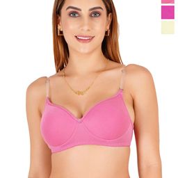 Liigne Pack Of 3 Full Coverage Lightly Padded Bra With Transparent Strap-image-55