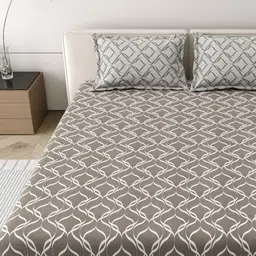 MAFATLAL Beige & White Printed Pure Cotton 186 TC King Bedsheet Set 2.74 m x 2.74 m-image-54