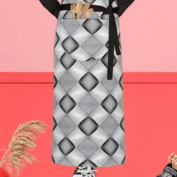 ArtzFolio Grey & White Printed Cotton Aprons-12