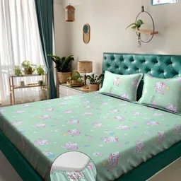 Myntra Elegant Homes Cartoon Characters Printed 400 TC King Bedsheet with 2 Pillow Covers-image-35