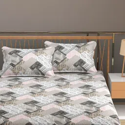 FURNOFY Multicoloured 130 GSM King Superfine Bedsheet with 2 Pillow Covers-picture-35