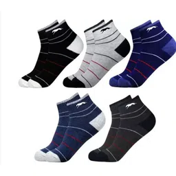 Winget Men Pack Of 5 Self Design Cotton Ankle-Length Socks-49