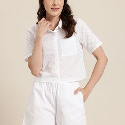 HERE&NOW Chikankari Embroidered Pure Cotton Co-Ords-picture-14