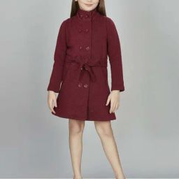 Peppermint Girls Maroon Cotton Solid Full Sleeves Coat-picture-37