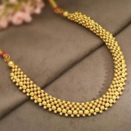 Malabar Gold and Diamonds 22k Gold Semi-Long Tushi Matinee Necklace For Women-picture-17