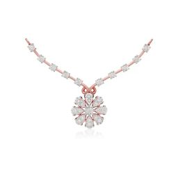 Malabar Gold and Diamonds 18k Rose Gold Tanmanyas Diamond Pendant with Chain for Women-image-38
