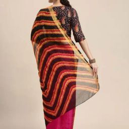 Geroo Jaipur Multicolored Silk Printed Saree With Unstitched Blouse image 2