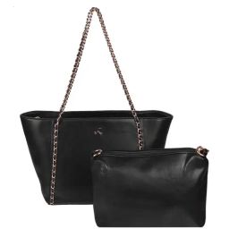 Mochi Black Synthetic Solid Tote Handbag-15