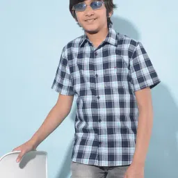 Crimsoune Club Kids Navy Checks Shirt-picture-5