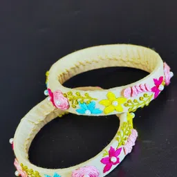 TheYUGO Set Of 2 Artificial Beaded Embroidered Bangles image 3