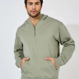 Styli Khaki Relaxed Fit Solid Hoodie-picture-11