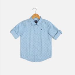 Allen Solly Boys Blue Printed Full Sleeves Shirt-image-79