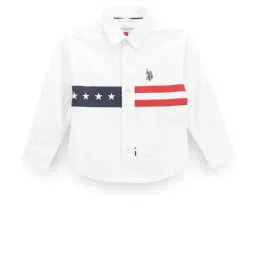 U.S. Polo Assn. Kids White Cotton Printed Full Sleeves Shirt-picture-2