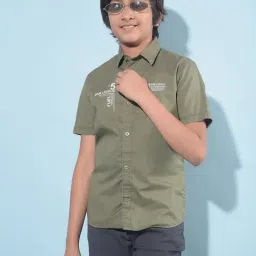 Crimsoune Club Kids Olive Printed Shirt-image-61
