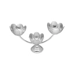 Sri Jagdamba Pearls 0.8 Silver Floral 3 Diya Stand-25