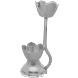 Sri Jagdamba Pearls 0.8 Silver Floral 2 Diya Stand-0