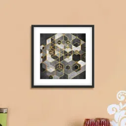 999store Black & Grey Black And Golden Abstract Poster-37
