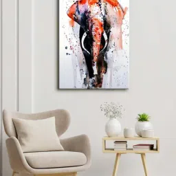 999store White & Orange Elephant Wall Canvas Painting For Living Room-20