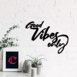 eCraftIndia 'Good Vibes Only' Black Engineered Wood Wall Art Cutout, Ready to Hang Home Decor-19