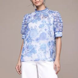 Aarke Ritu Kumar Blue Beli Short Top With Camisole-image-86
