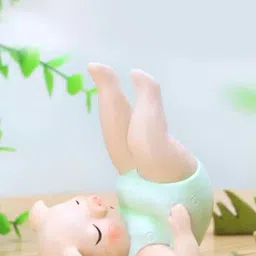 Nestasia eye catching green & Pink resin yoga piggy mini Showpieces for home decoration & gifting- D-image-51