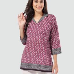 Saree Swarg Pink Printed A Line Short Kurti-picture-28