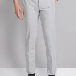 AD by Arvind Grey Melange Slim Fit Flat Front Trousers-image-48