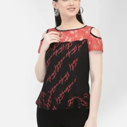Eavan Black Graphic Print Top-picture-9