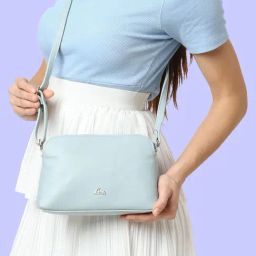 Lavie Archer Powder Blue Textured Medium Sling Handbag-16