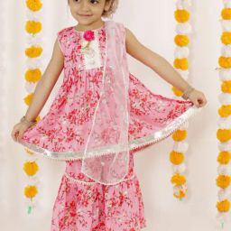 Little Bansi Kids Pink Floral Print Suit Set-image-80