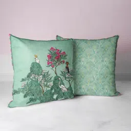 Bianca Floral Green Microfibre Cushion Covers - Set of 2-image-40