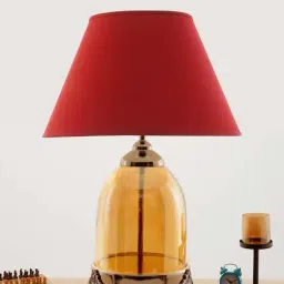 Kapoor E Illuminations 'Serenity' Maroon & Antique Gold Glass Table Lamp - Set of 1-29