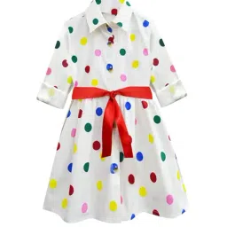 A.T.U.N. Girls Cream Printed Full Sleeves Shirt Dress-image-78