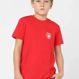 Jack & Jones Junior Boys Chinese Red Cotton Slim Fit T-Shirt-image-34