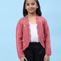 Biba Kids Pink Embellished Full Sleeves Shrug-image-37