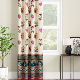 SEJ by Nisha Gupta Beige & Blue Polyester 7 Ft. Door Curtain-38