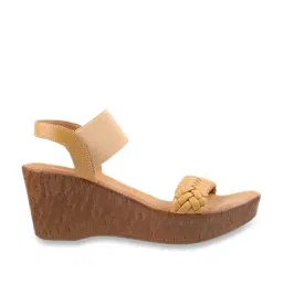 Mochi Women's Beige Ankle Strap Wedges-image-39