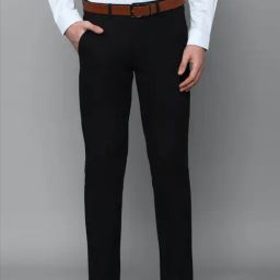 Louis Philippe Black Cotton Slim Fit Trousers-image-50